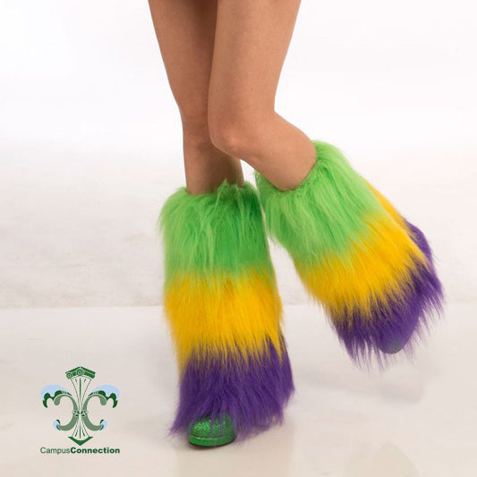 Mardi Gras Furry Leg Warmers Boot Topper – Campus Connection