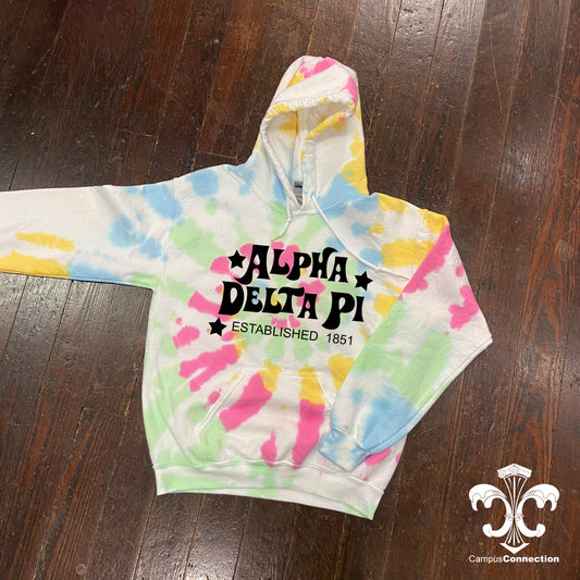 Sorority Groovadelic Devine Rainbow Tie Dye Hooded Sweatshirt