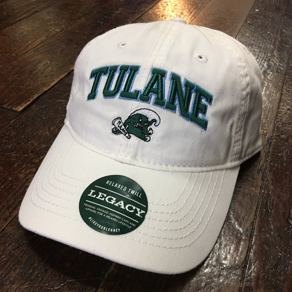 Tulane Angry Wave Hat with Name - White