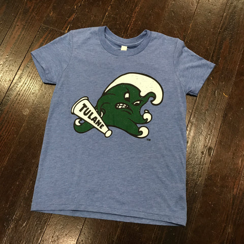Tulane Angry Wave Youth Triblend Shirt - Blue