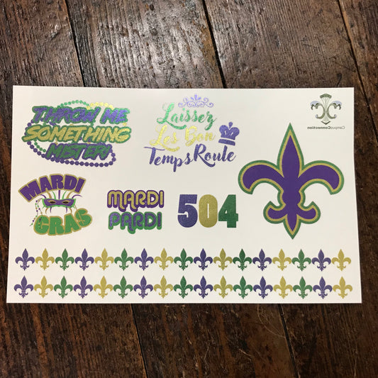 Mardi Gras Metallic Foil Flash Tattoos