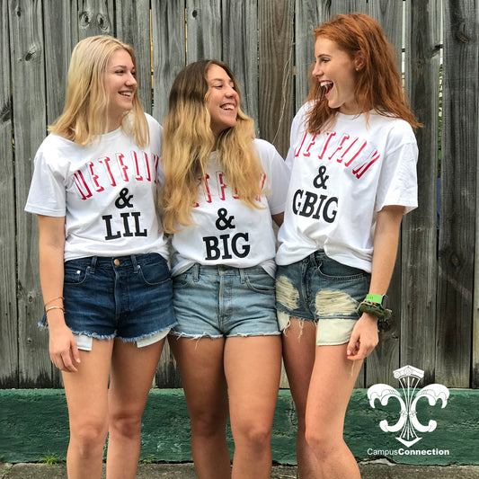 Netflix and Chill Big/Little/GBig/GGBig Sorority Comfort Colors T-Shirts