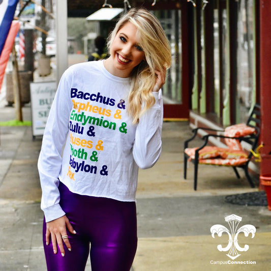 Mardi Gras Parade Comfort Colors Long Sleeve - White