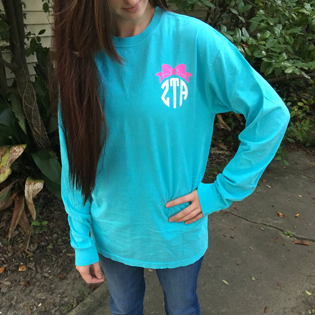 Monogrammed Comfort Colors Long Sleeve - Campus Connection - Campus Connection - 1