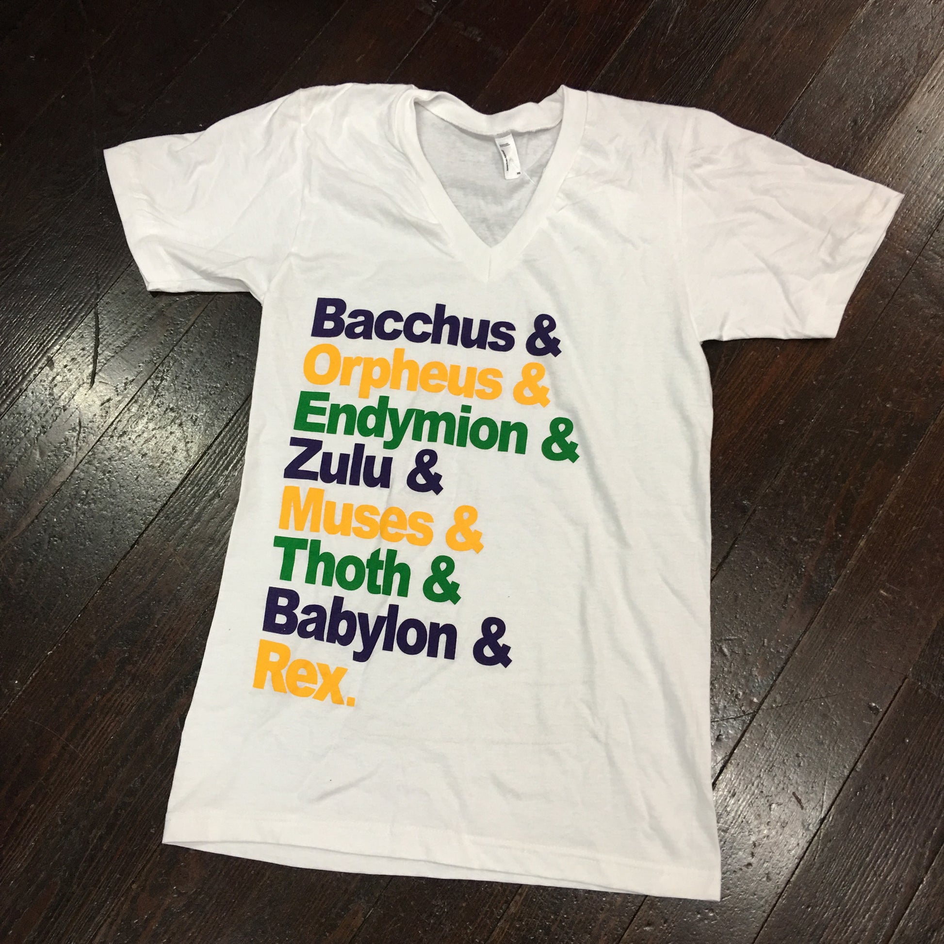 Mardi Gras Parade American Apparel V-Neck - White - Campus Connection - Campus Connection