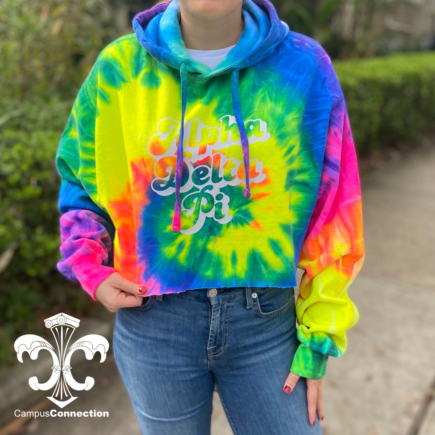 Sorority Tie Dye Cropped Hooded Sweatshirt