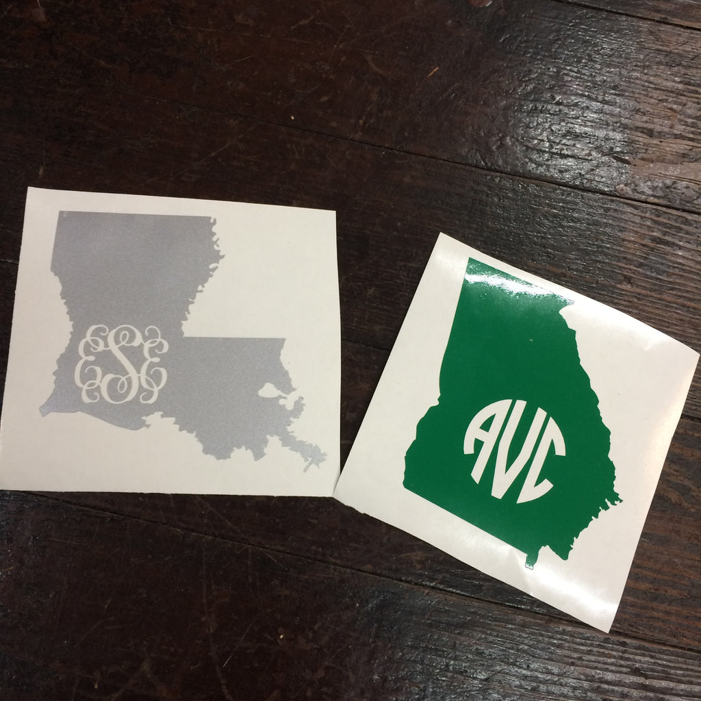 Custom Monogram State Decal Sticker - Campus Connection - Campus Connection - 1