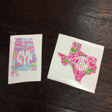 Custom Lilly Pulitzer Monogram State Decal Sticker - Campus Connection - Campus Connection - 1
