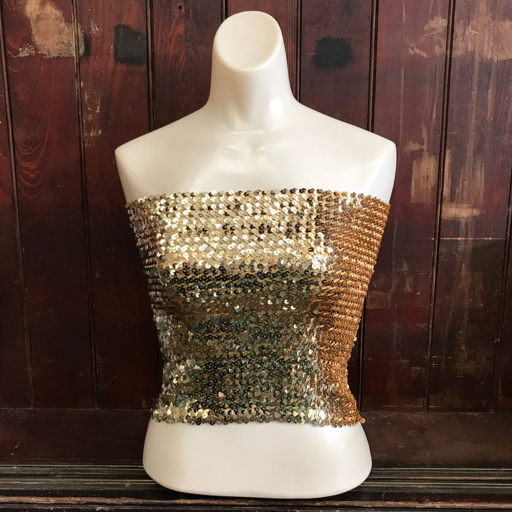 Sequin Tube Top - Gold