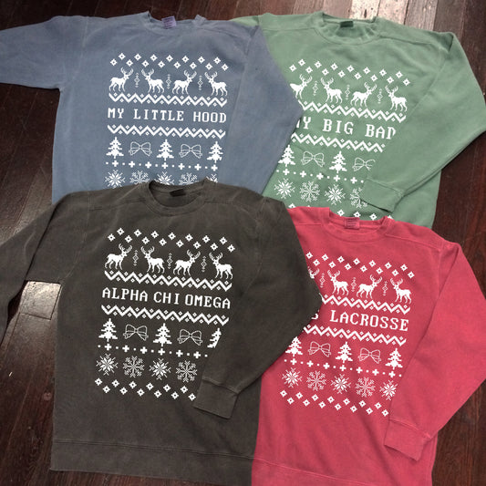 Tacky Ugly Christmas Sweater on Comfort Colors Crewneck Sweatshirt - Campus Connection - Campus Connection - 1