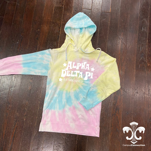 Sorority Groovadelic Pastel Tie Dye Hooded Sweatshirt