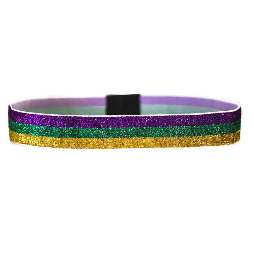 Mardi Gras Triglitter Purple, Green and Gold Wide Headband - Haybands - Campus Connection