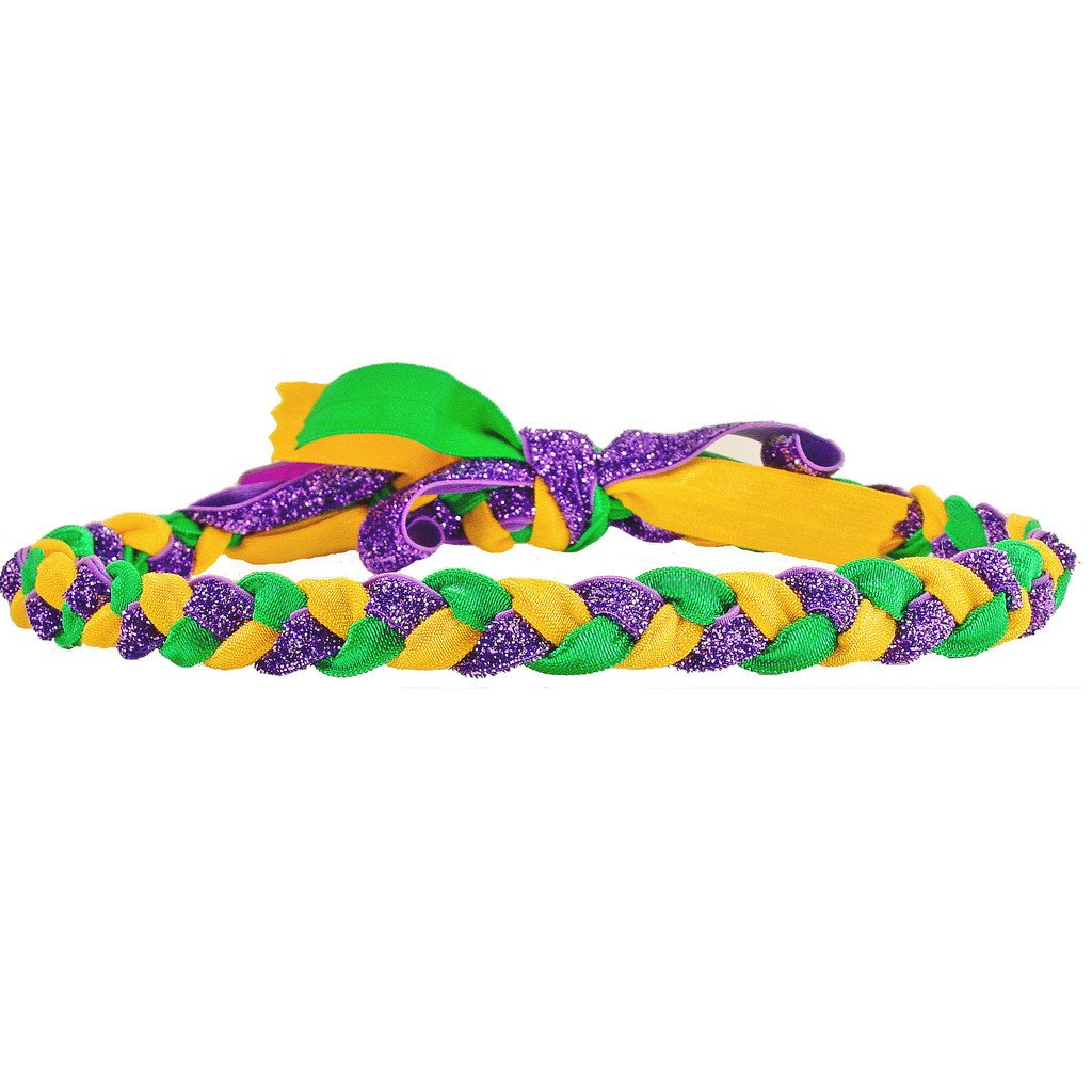 Mardi Gras Braided Haylo Headband With Purple Glitter - Haybands - Campus Connection