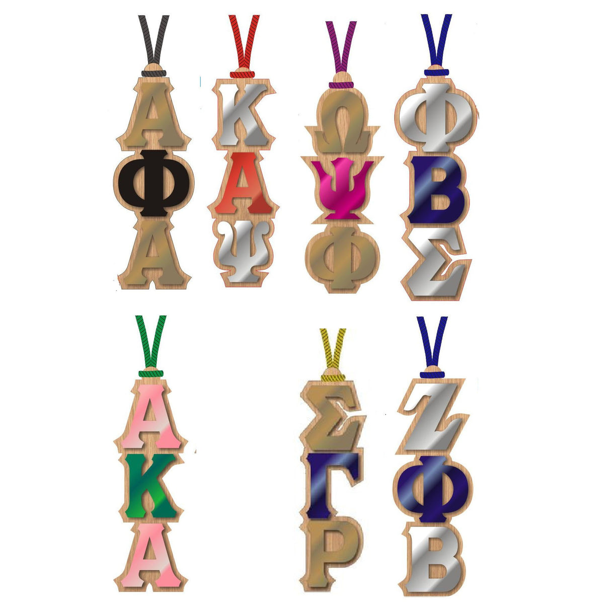 Mirrored Letter Wood Tiki Necklace - Craftique - Campus Connection - 1
