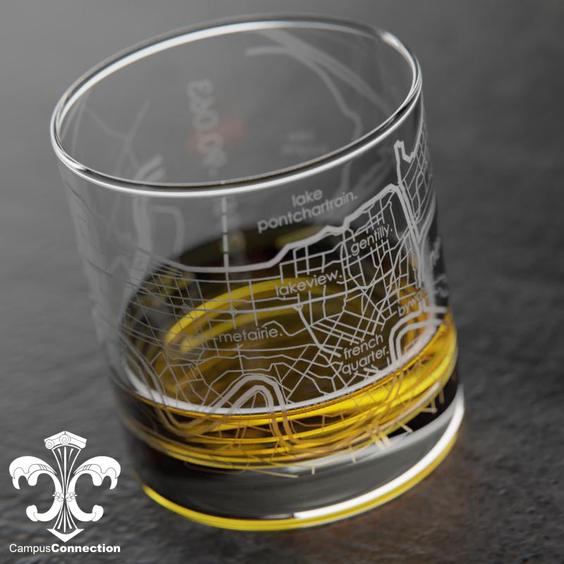 New Orleans Map Rocks Glass